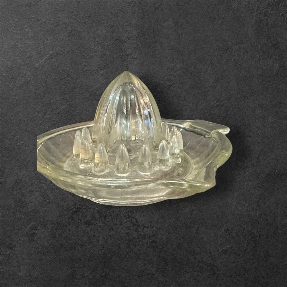VINTAGE Reims France Clear Glass Juicer Reamer ORANGE‎ LIMES LEMONS L@@K Spikes